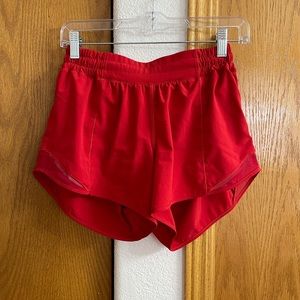 lululemon red hotty hot shorts. 2.5”